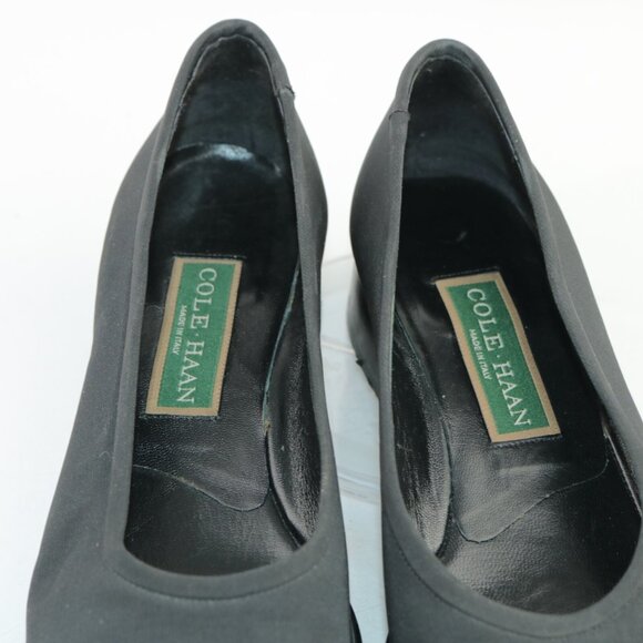 VTG Cole Haan Womens Lofer Size 8.5 NARROW Black Satin Low Heel Shoe Italy - Picture 9 of 12